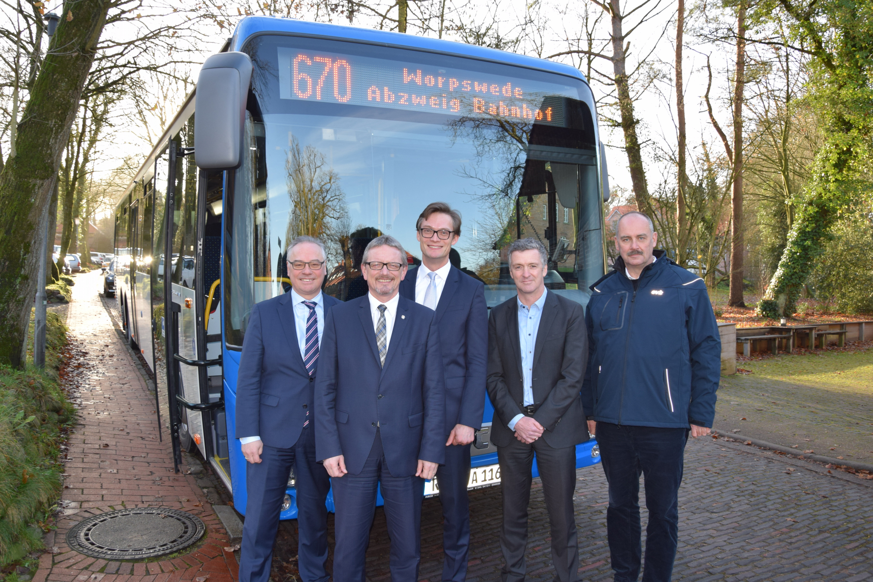 Startschuß Landesbuslinie 670 (2019) mit BGM Stefan Schwenke (Worpswede) und BGM Kristian Tangermann (Lilienthal)
